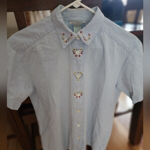 Northern Reflections Light Blue Womens Button Down Shirt